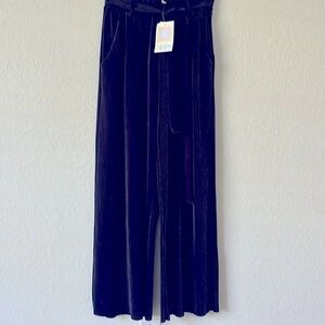 NWT LuLaRoe Dianne Wide leg Paper Bag Black Tie Waist Belted Boho Pant |Size XS